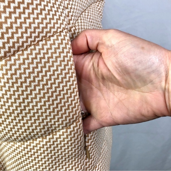 Coldwater Creek puffer vest cream camel zig zag jersey knit XL - Picture 3 of 11